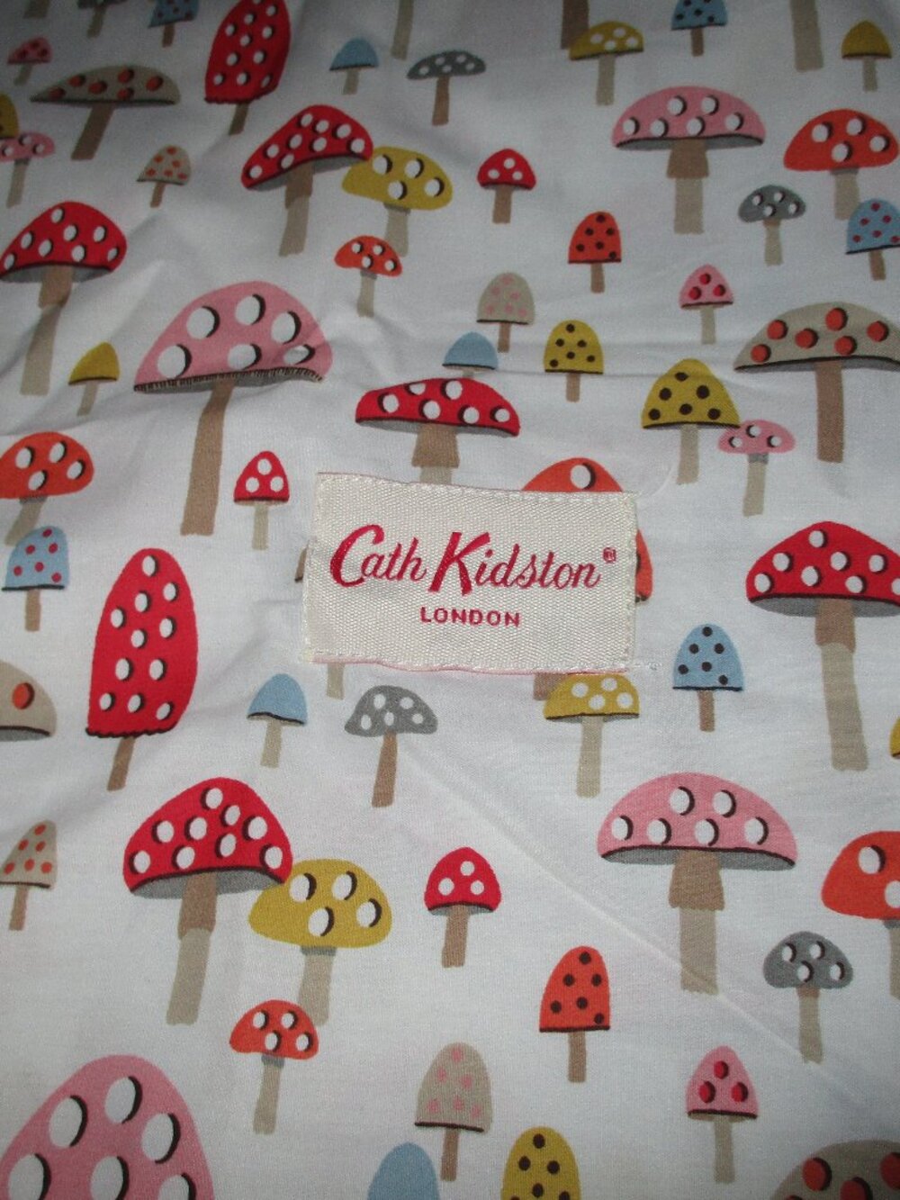 Cath Kidston London Cotton Percale Twin Flat Sheet Mini Mushrooms, Like New